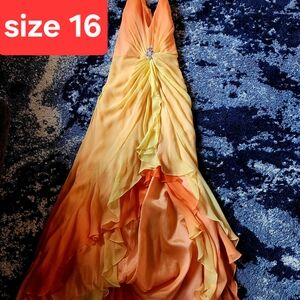 Elegant Orange and Yellow Halter Dress